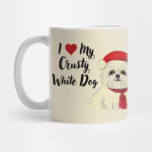 Christmas Puppy Crusty White Dog Maltese Shih Tzu White Malshi Dog Lover by Mochabonk